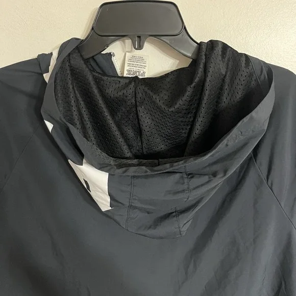 Victoria Secret PINK Jacket Wind Breaker X Blue & White Hooded Zip Up XS/S - Picture 12 of 13